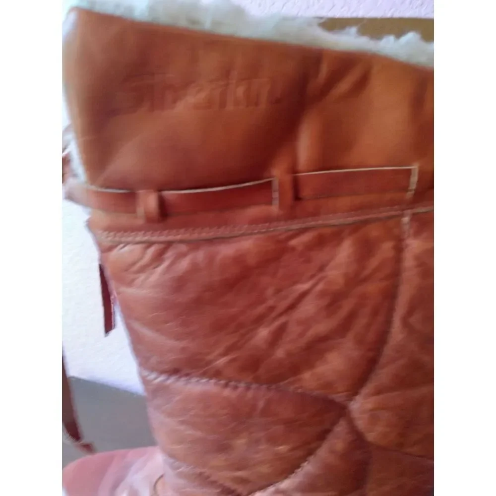 Siberian‎ Leather Boots Knee High Pull On Winter Lined Brown Size?
